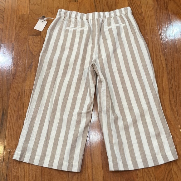Lauren Conrad Tan White Stripe Size XL NWT Linen Blend Fully Lined Wide Leg - Picture 3 of 13